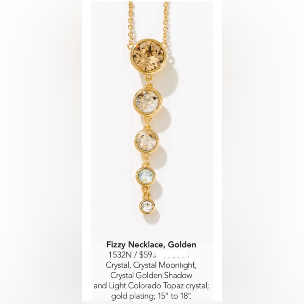 Touchstone Crystal by Swarovski Fizzy gold Necklace BNIB